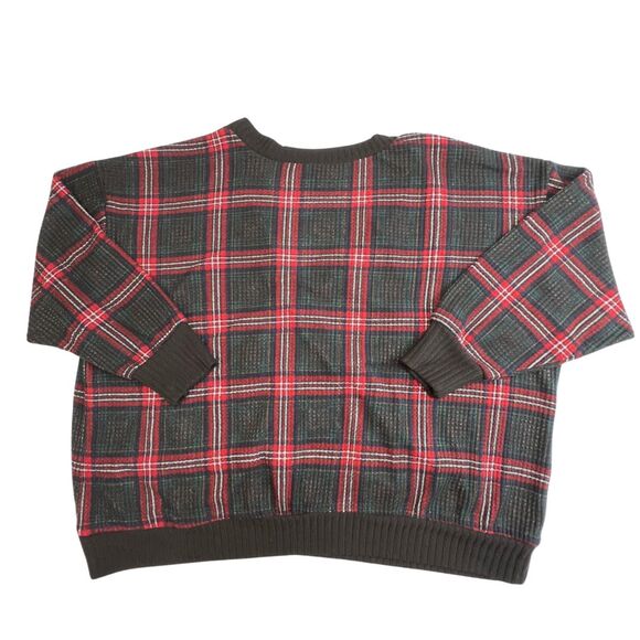 Torrid Faux Wrap Women 4X Red Plaid Casual Cozy Vintage Inspired Ribbed Cuffs - Picture 2 of 7